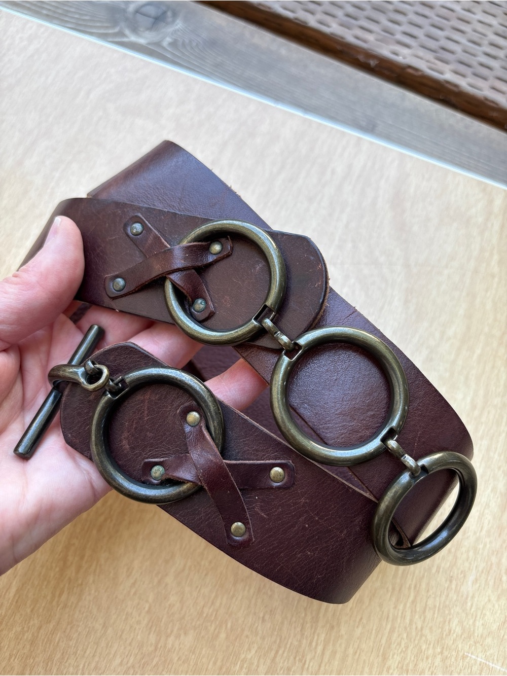 Preston & York Wm’s Italian Leather Toggle Belt Sz L